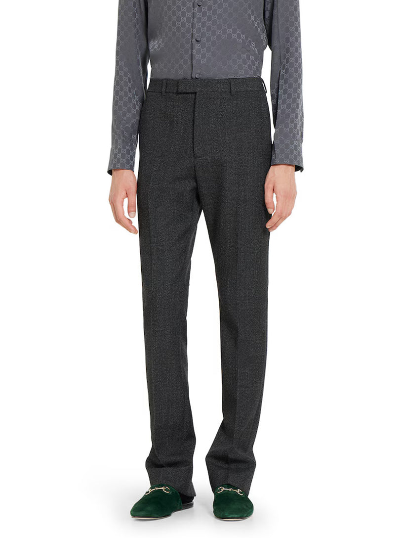 Trousers in mouliné wool fabric