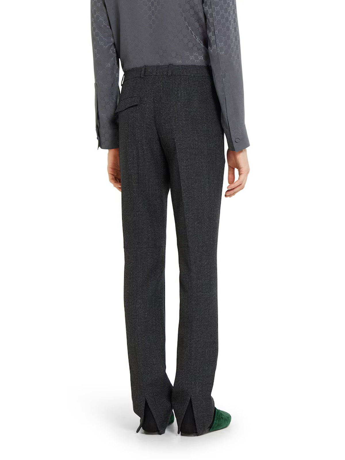 Trousers in mouliné wool fabric