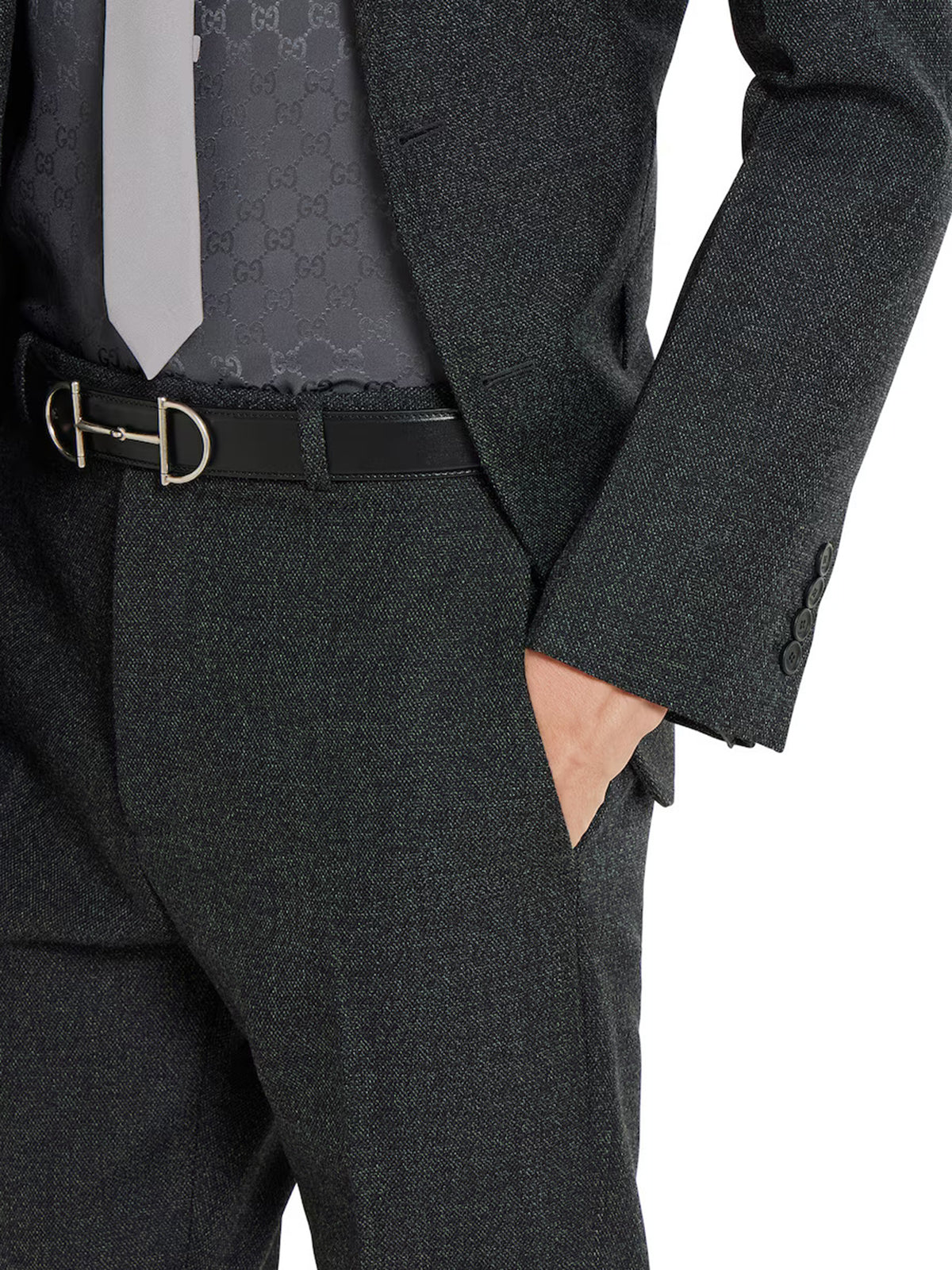 Trousers in mouliné wool fabric