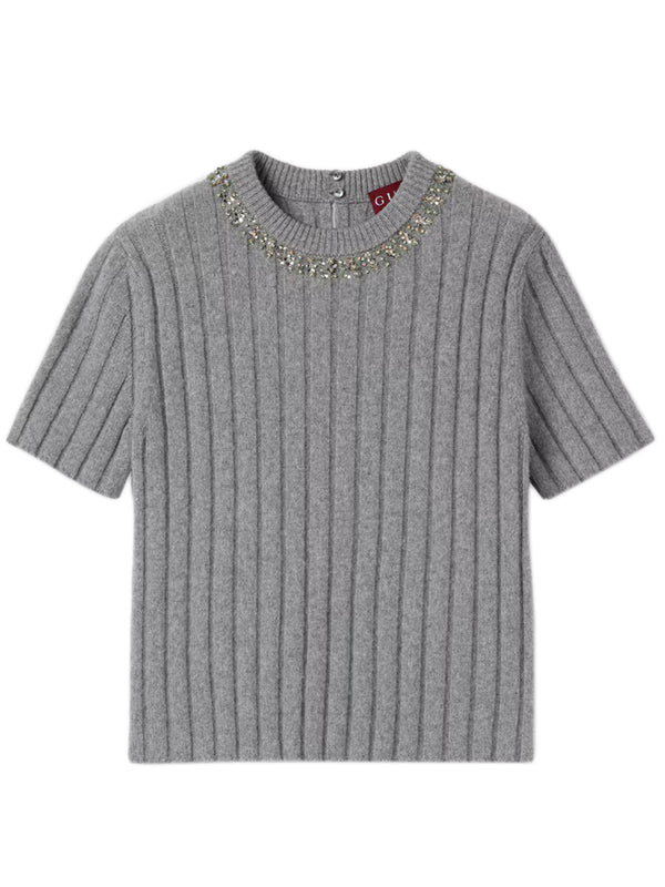 Rib soft wool and cashmere top