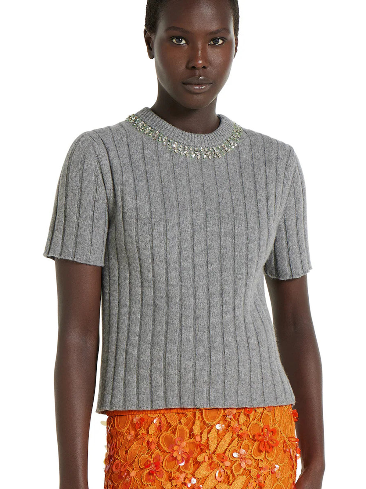 Rib soft wool and cashmere top