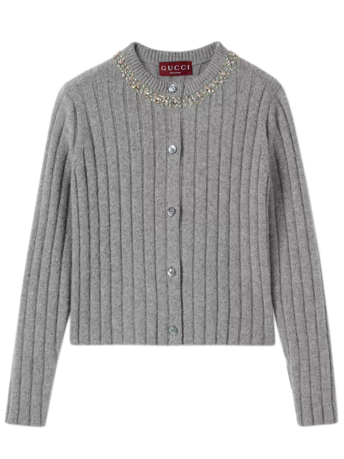 Rib soft wool and cashmere cardigan