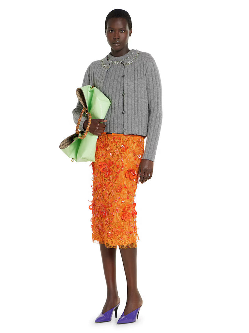 Rib soft wool and cashmere cardigan