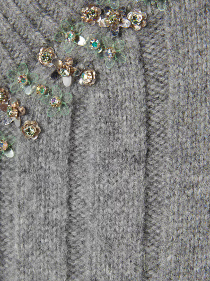 Rib soft wool and cashmere cardigan