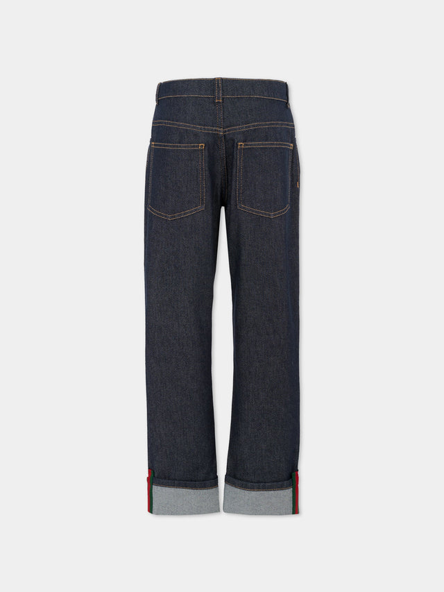 Denim trousers with Web