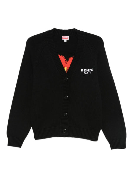 Boke Flower' Cotton and Wool Cardigan KENZO Nero | Grifo210