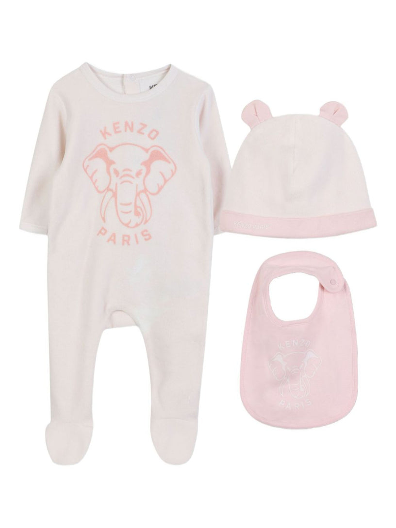 Elephant-print babygrow set