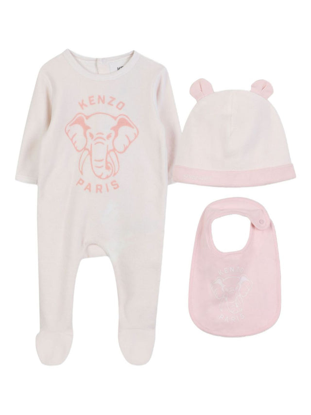 Elephant-print babygrow set