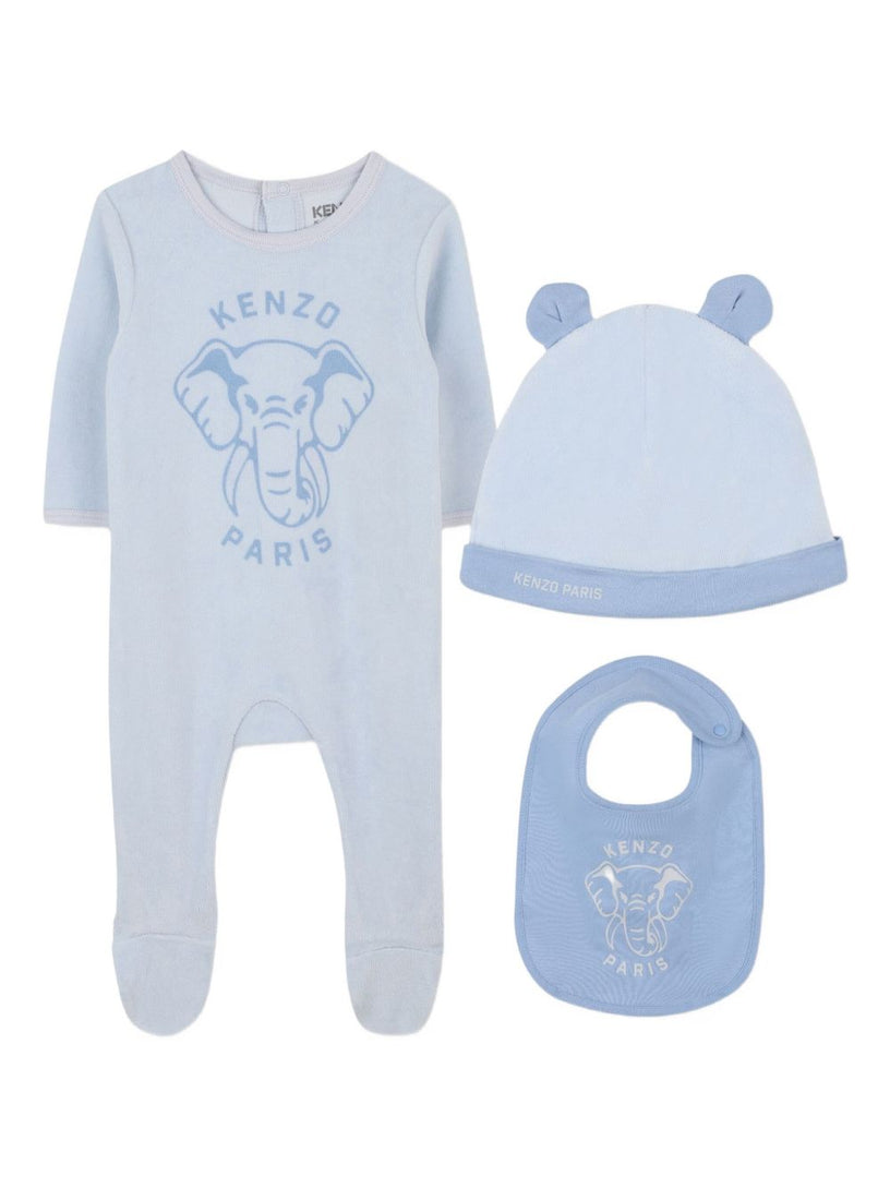 Elephant-print babygrow set