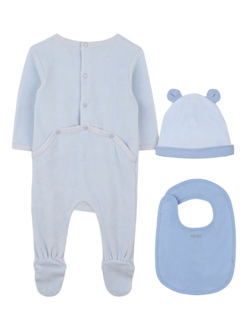 Elephant-print babygrow set