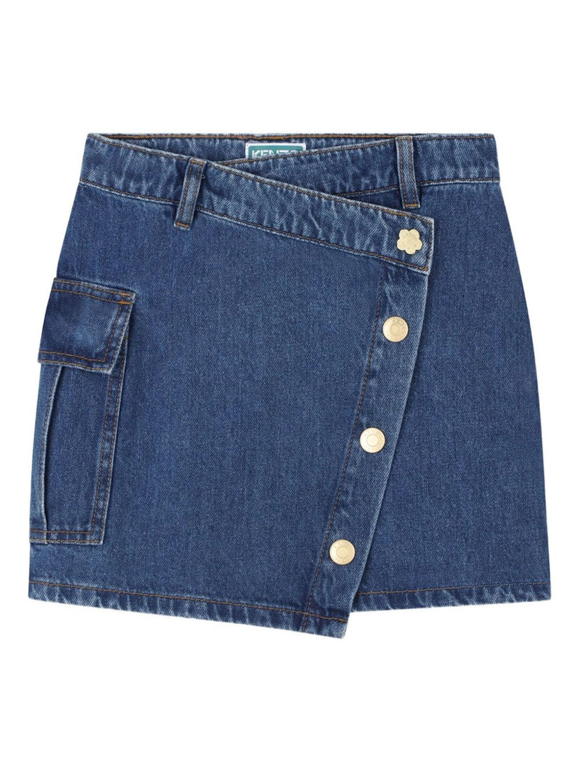 Asymmetric denim skirt