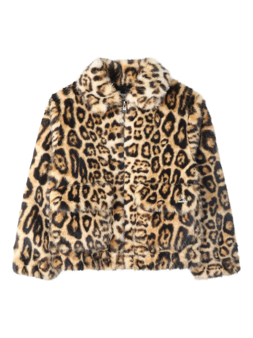 Leopard-print faux-fur jacket