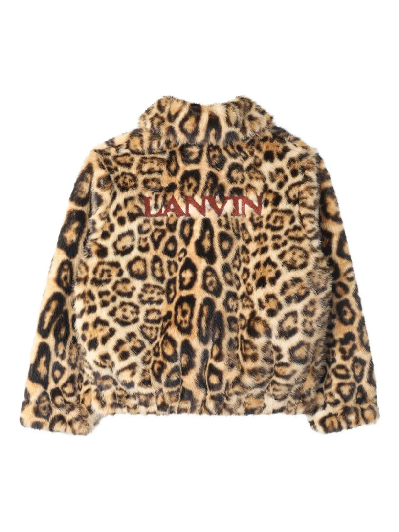 Leopard-print faux-fur jacket