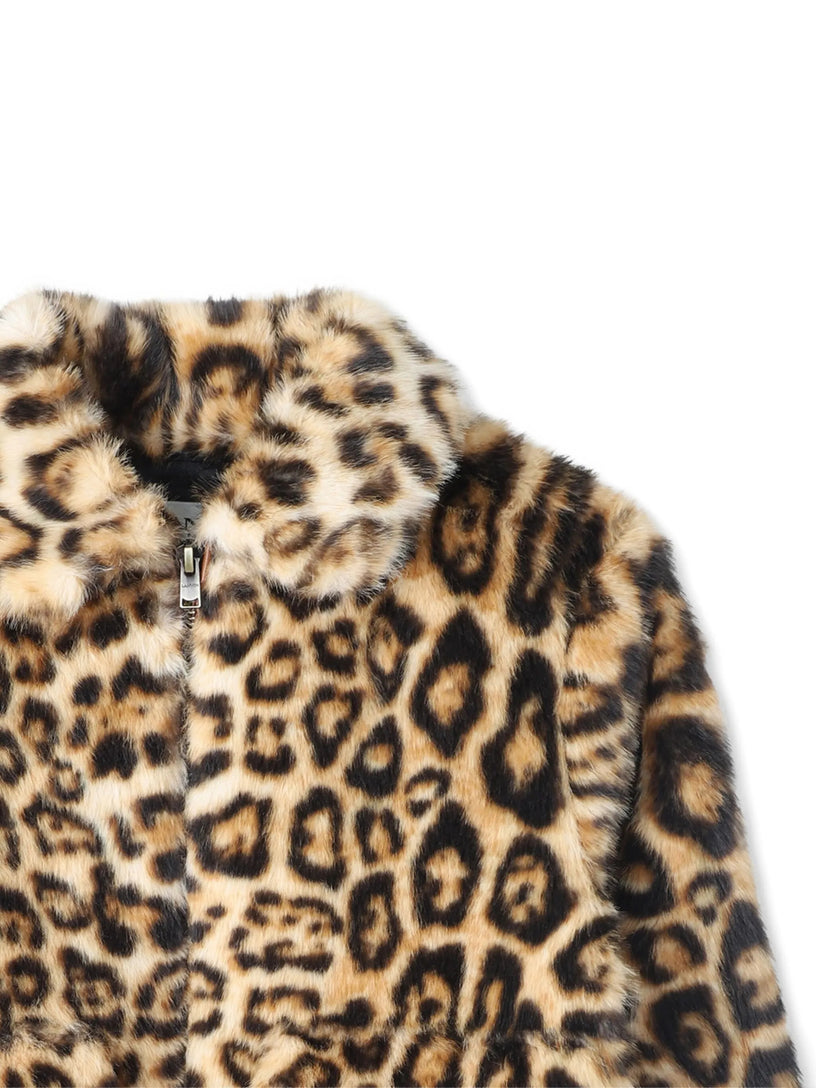 Leopard-print faux-fur jacket
