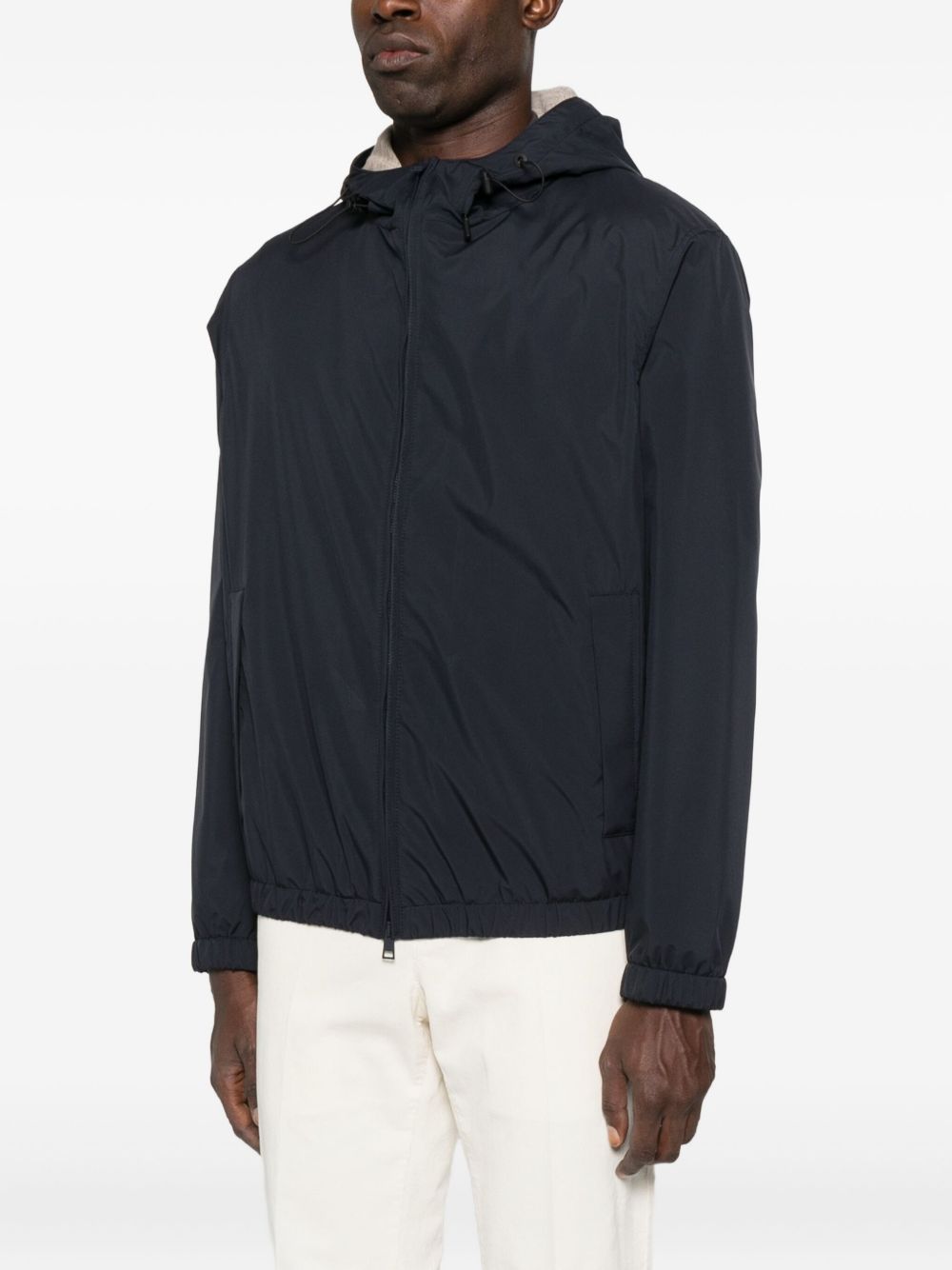 Jacket in water-repellent technical fabric