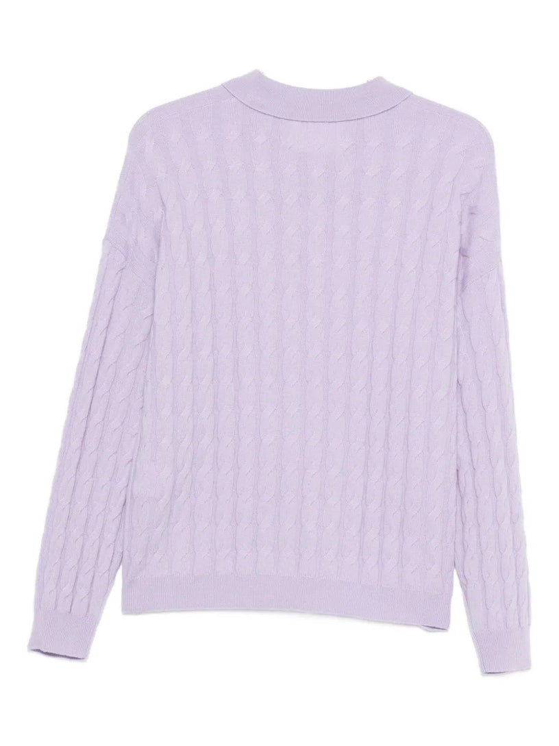 Magnolie cable-knit cashmere polo shirt