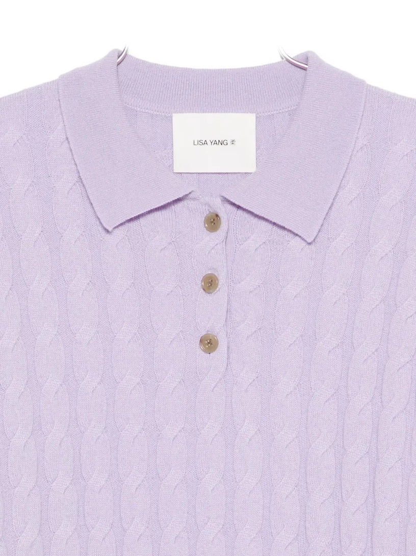 Magnolie cable-knit cashmere polo shirt