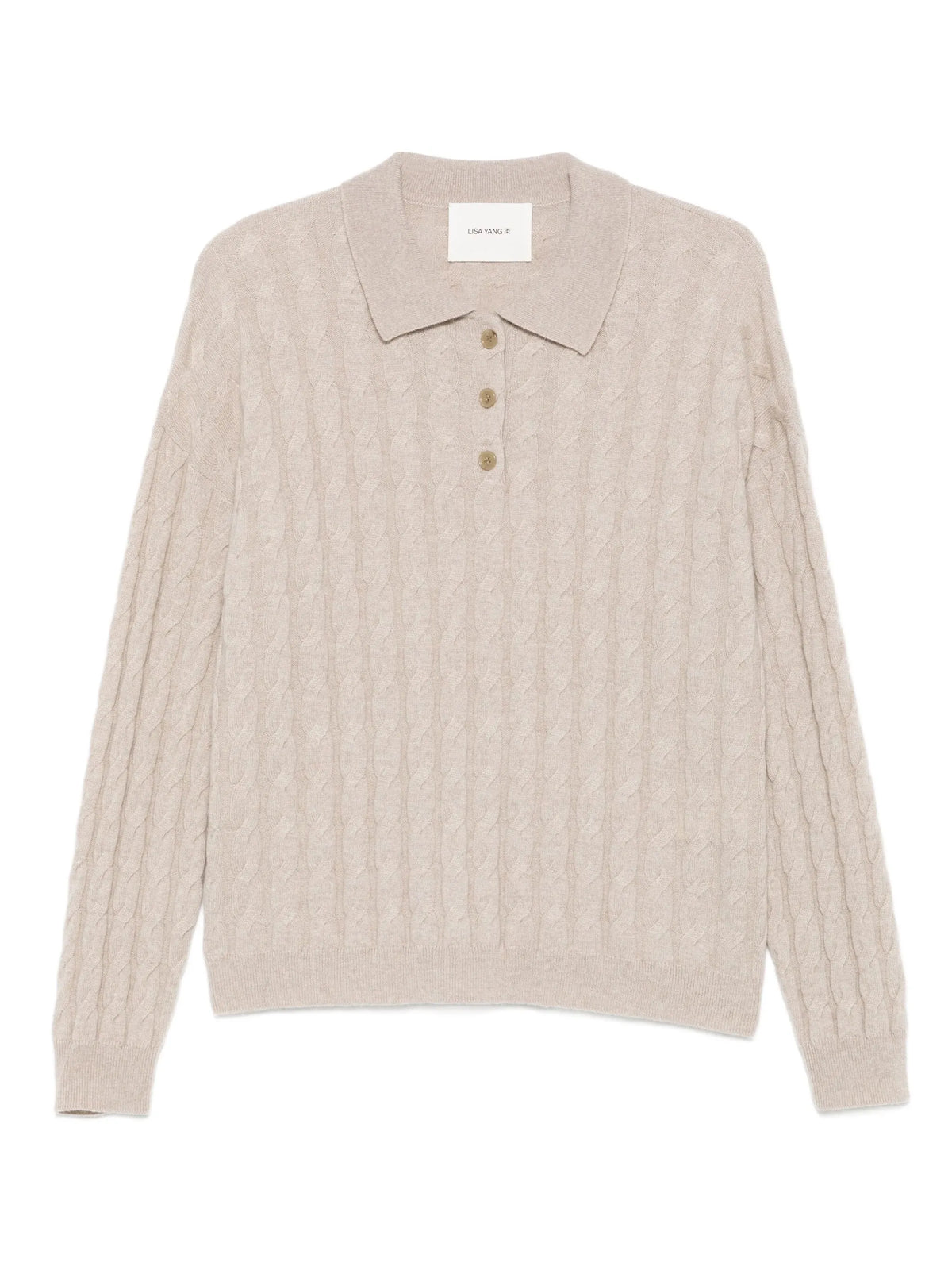 Magnolie cable-knit cashmere polo shirt