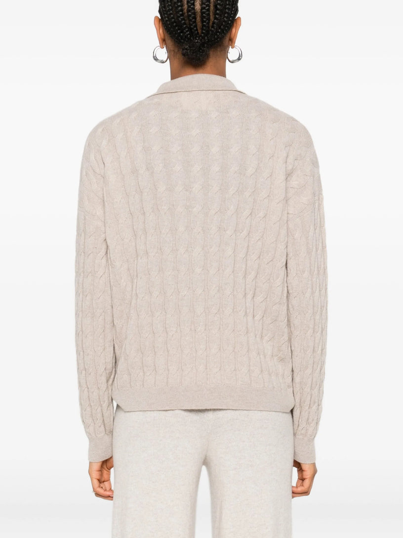 Magnolie cable-knit cashmere polo shirt