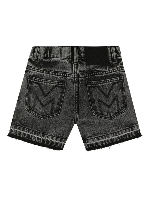 Bead-embellished denim shorts
