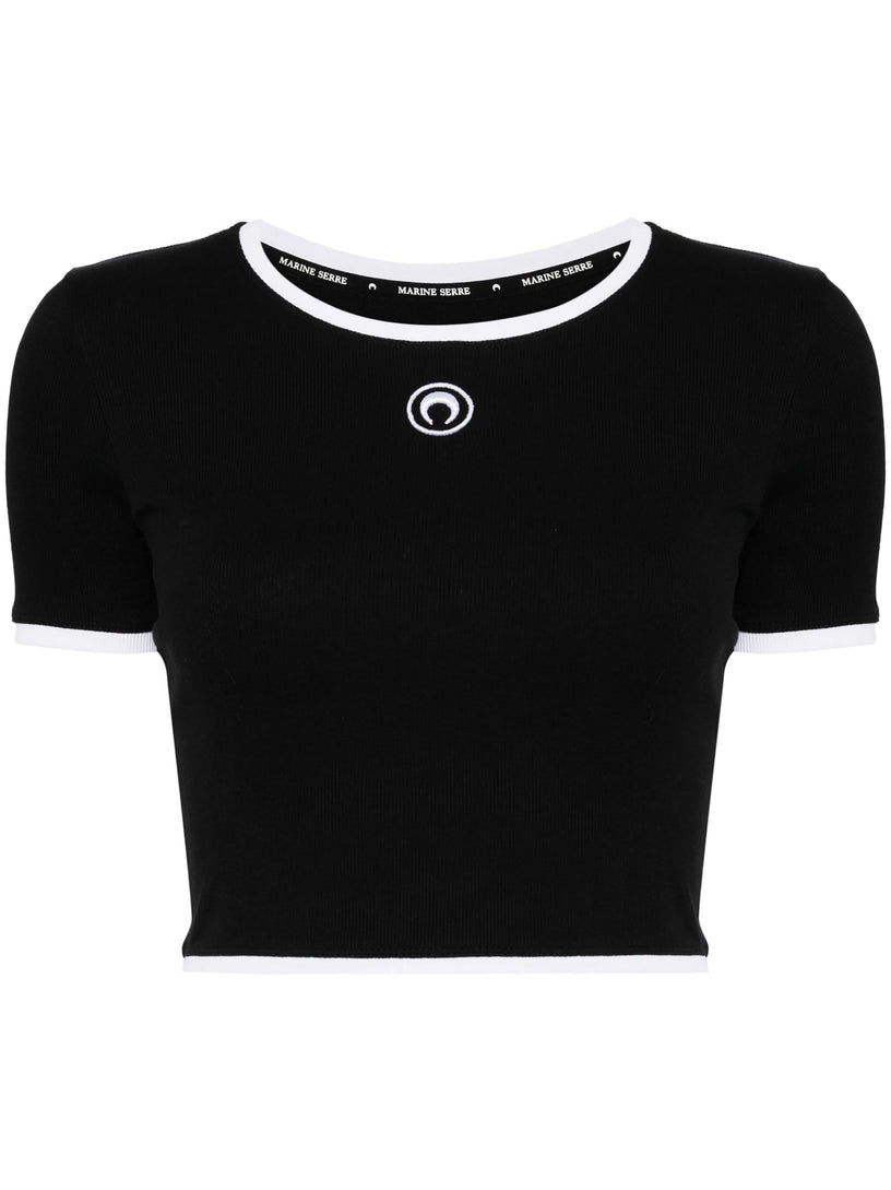 Cropped top in ribbed jersey with Moon logo