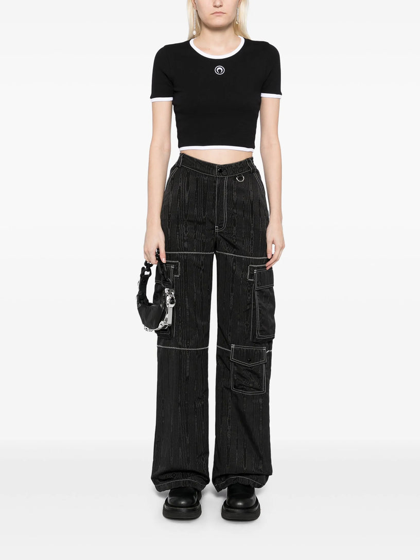 Cropped top in ribbed jersey with Moon logo