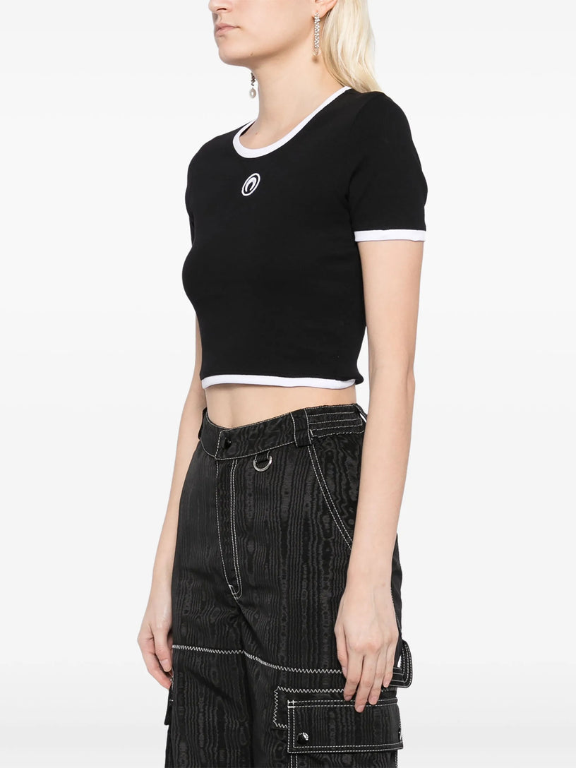 Cropped top in ribbed jersey with Moon logo