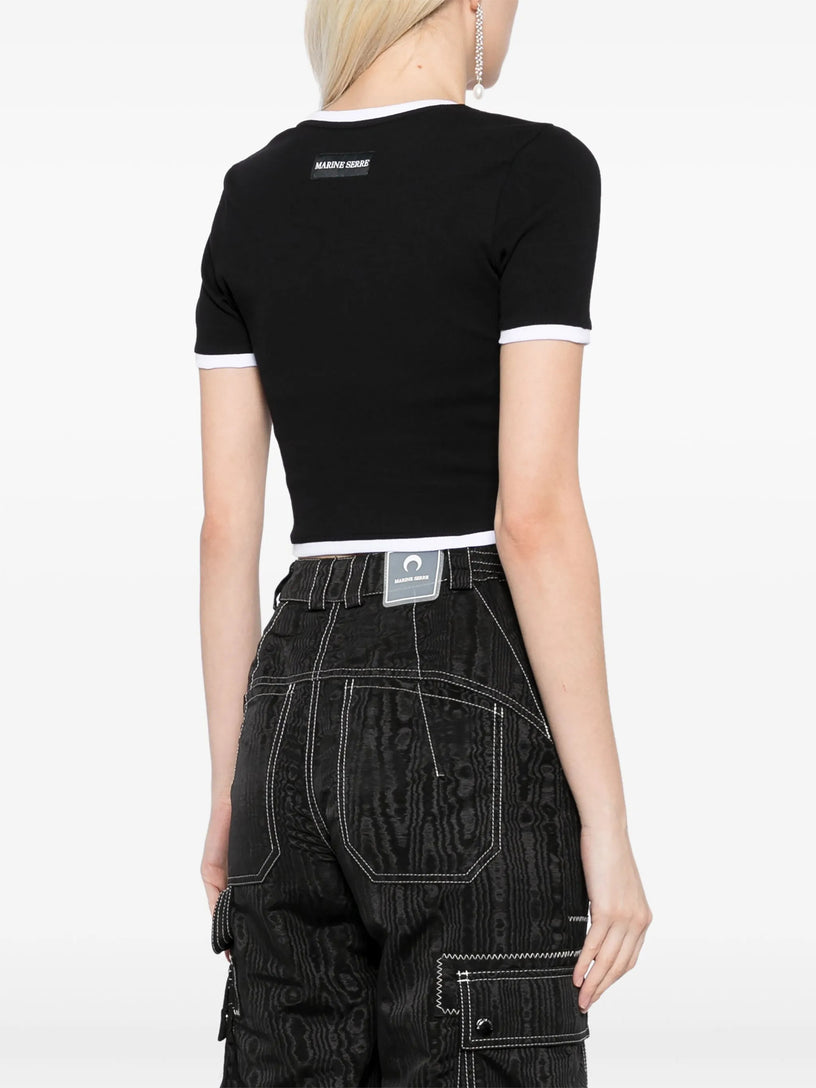 Cropped top in ribbed jersey with Moon logo
