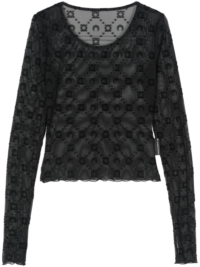 Monogram Mesh Flock Top