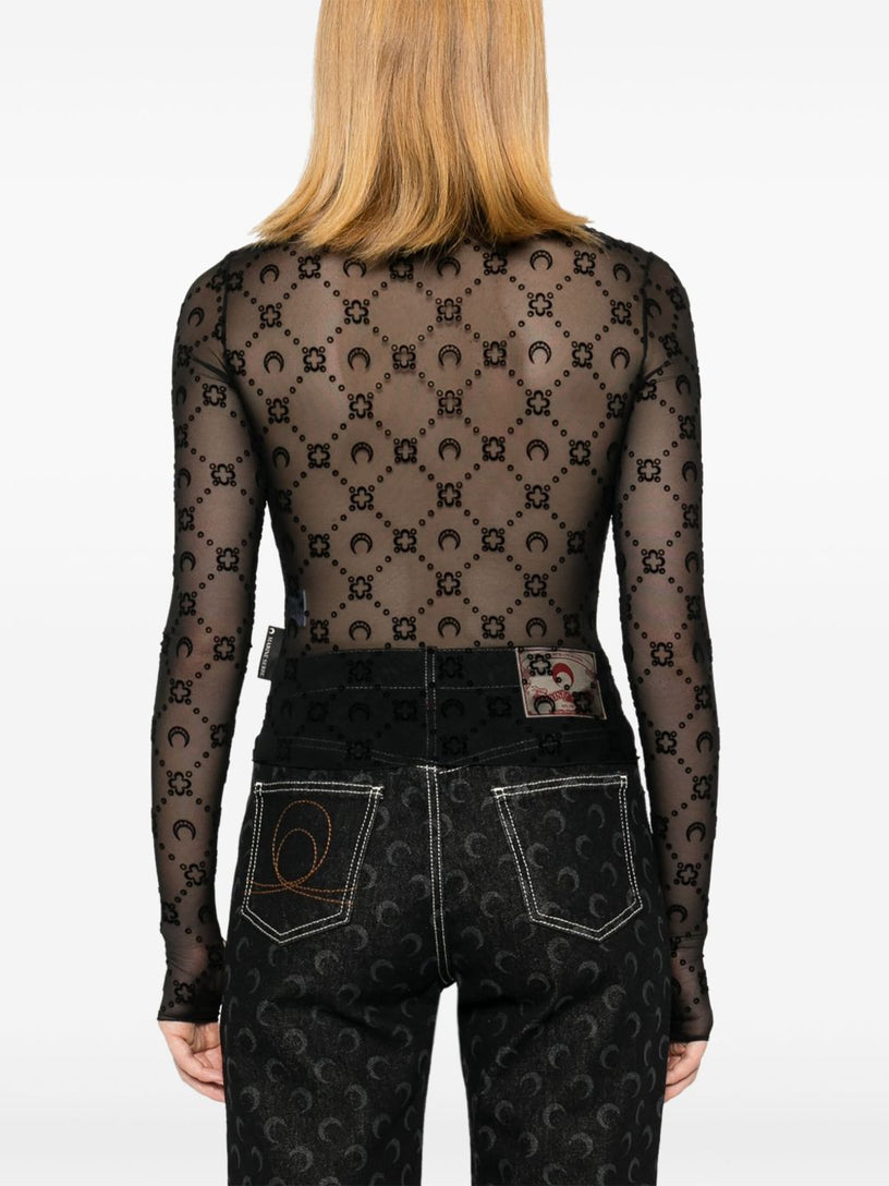 Monogram Mesh Flock Top