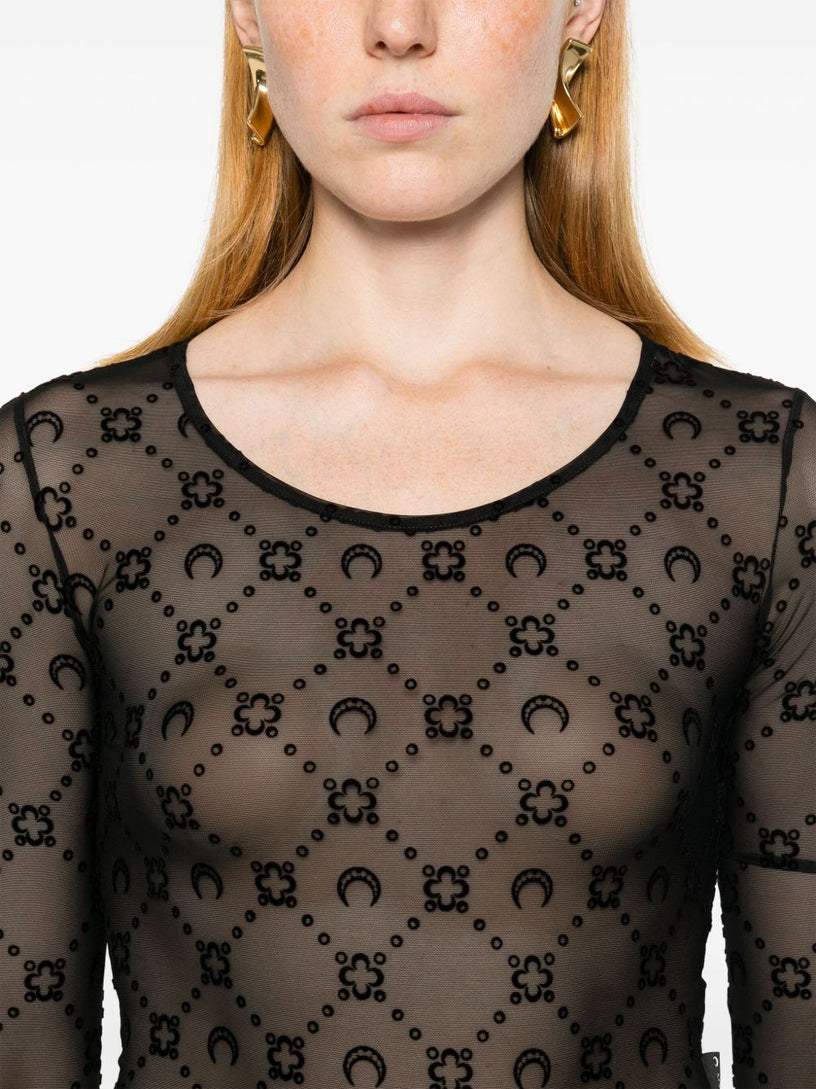 Monogram Mesh Flock Top