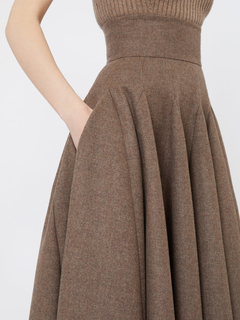 Wide wool felt skirt