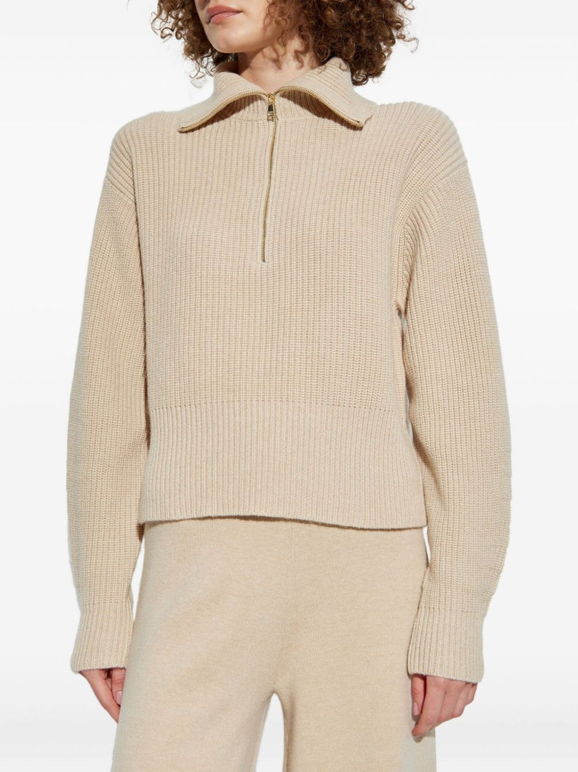 Wool and cashmere sweater with zip