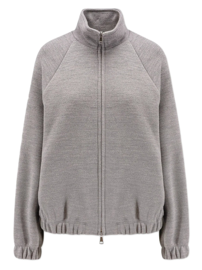 Double jersey wool and cotton sweatshirt