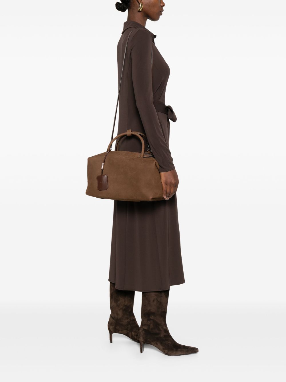 Holdallsuede large satchel in nubuck leather