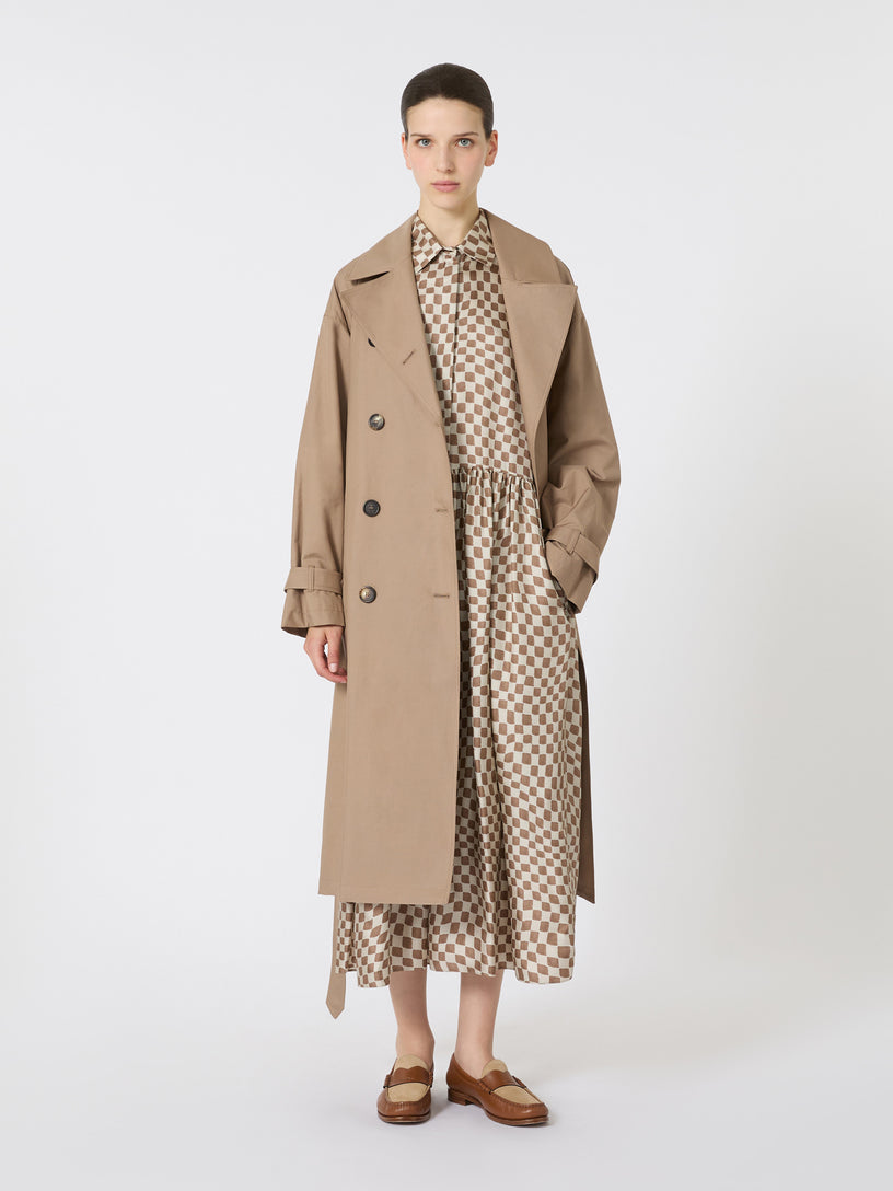 Fiorito Long water-repellent cotton twill trench coat
