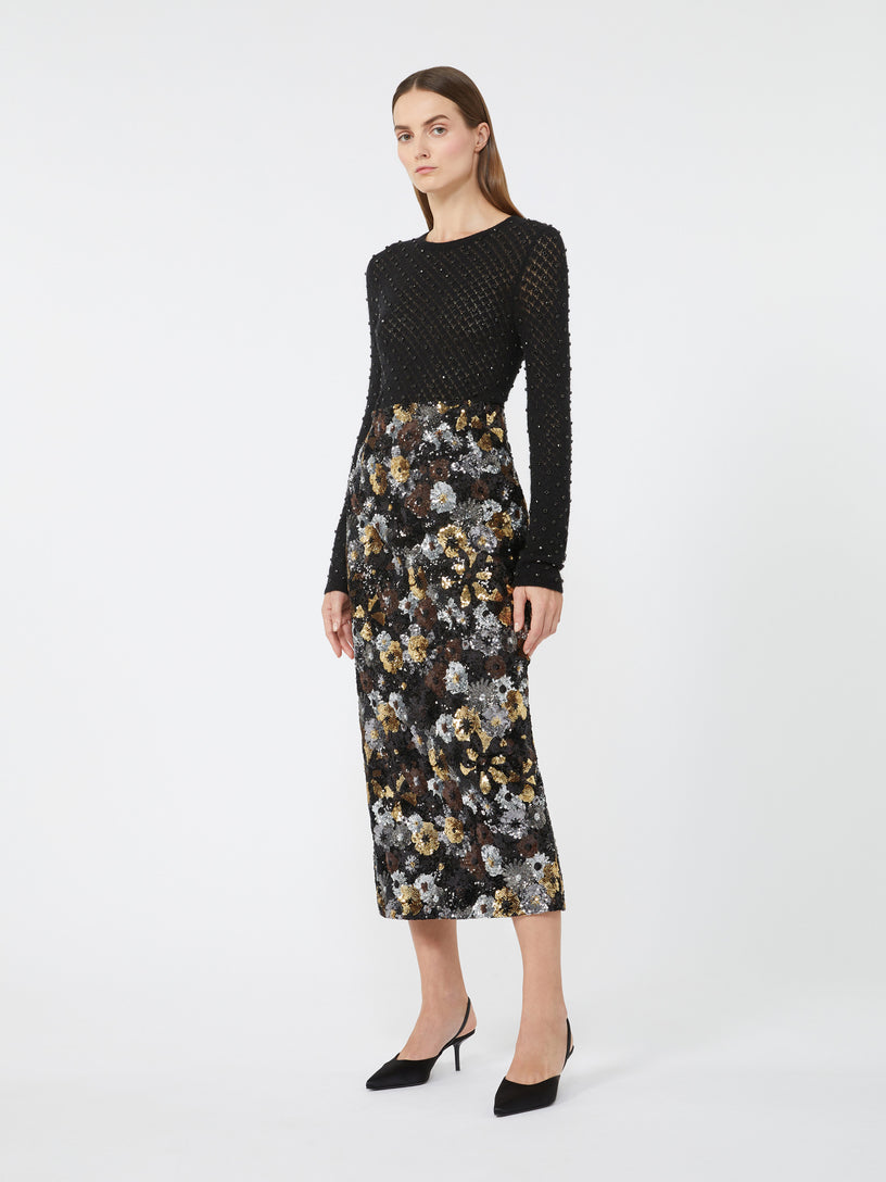 Tulle and sequin pencil skirt