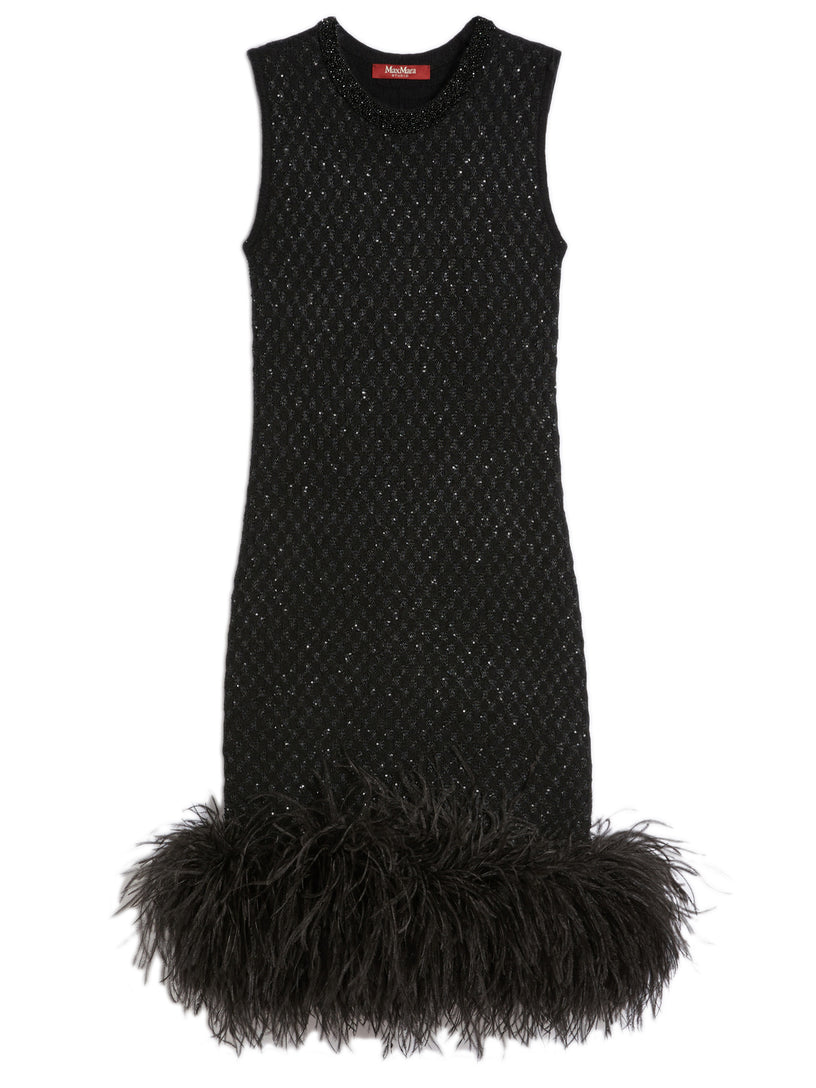 Novara mini dress with feather detail