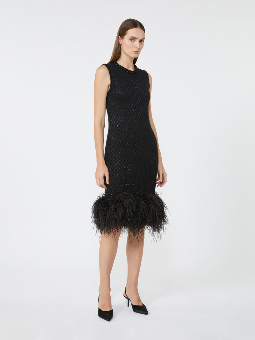 Novara mini dress with feather detail