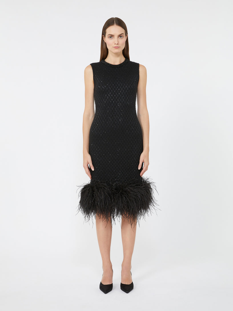 Novara mini dress with feather detail