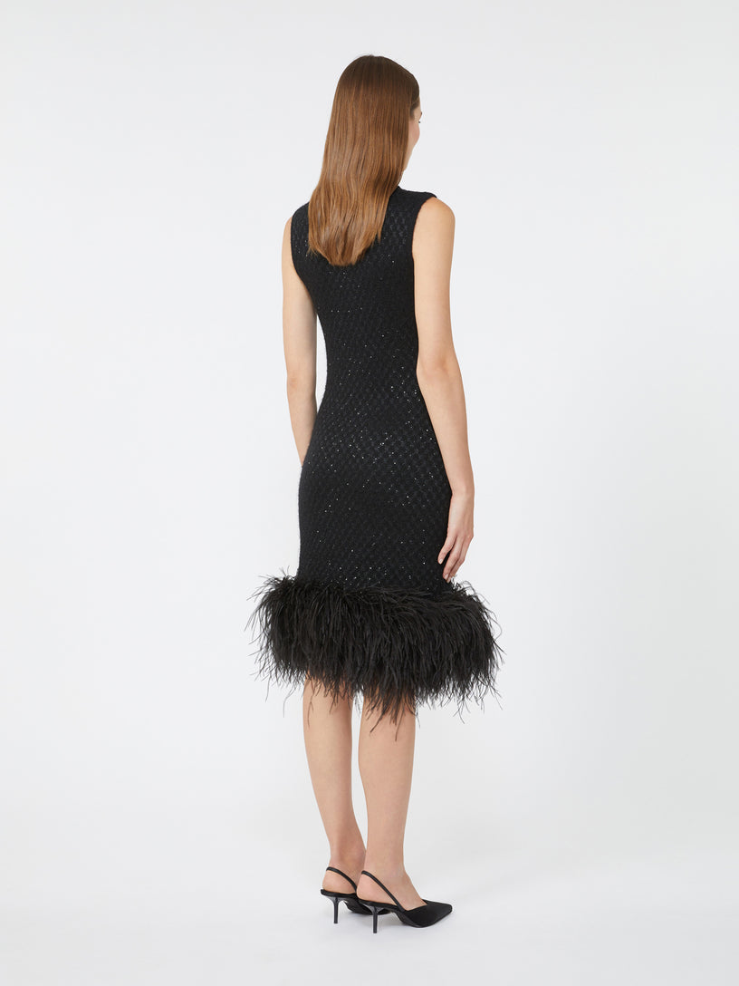 Novara mini dress with feather detail
