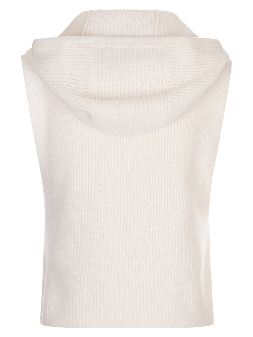 Wool and cashmere hooded vest