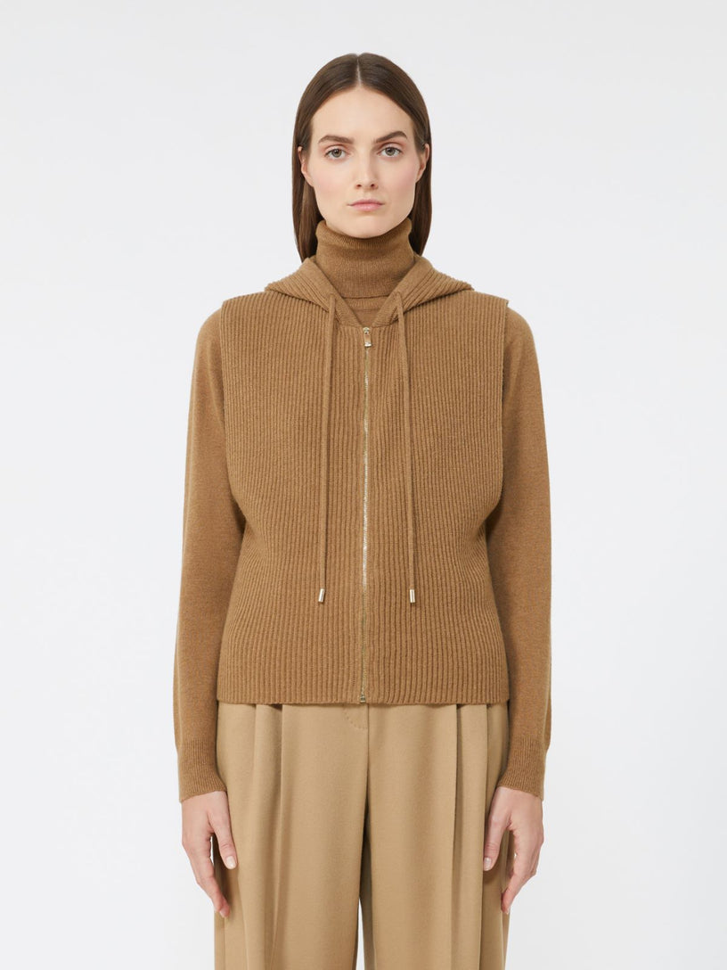 Wool and cashmere hooded vest