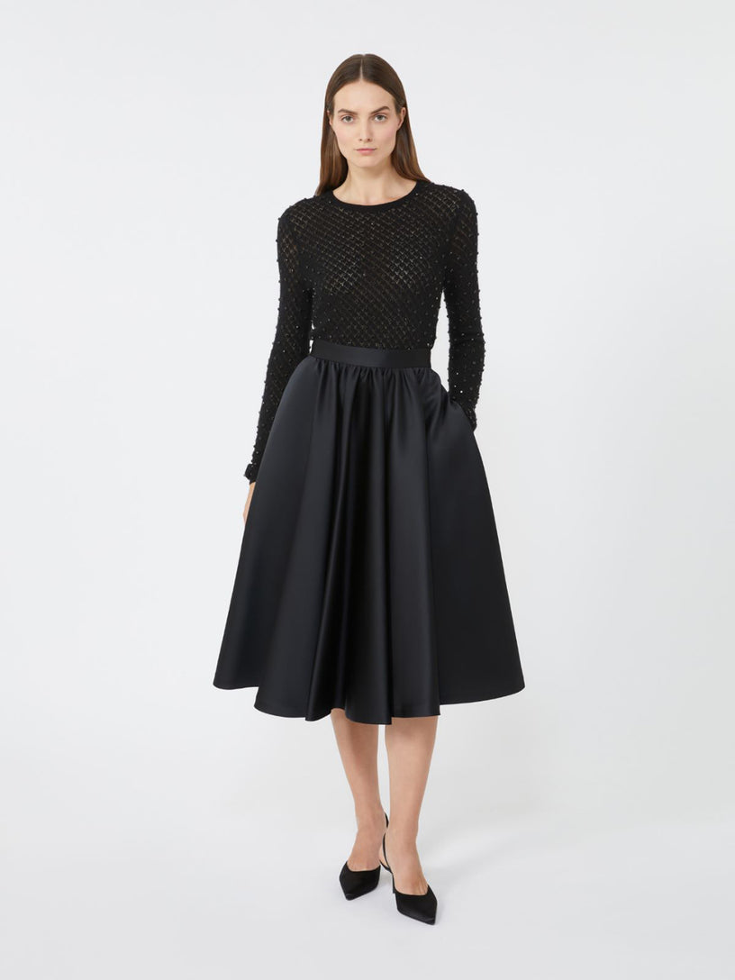 Sweater in embroidered wool and mohair yarn