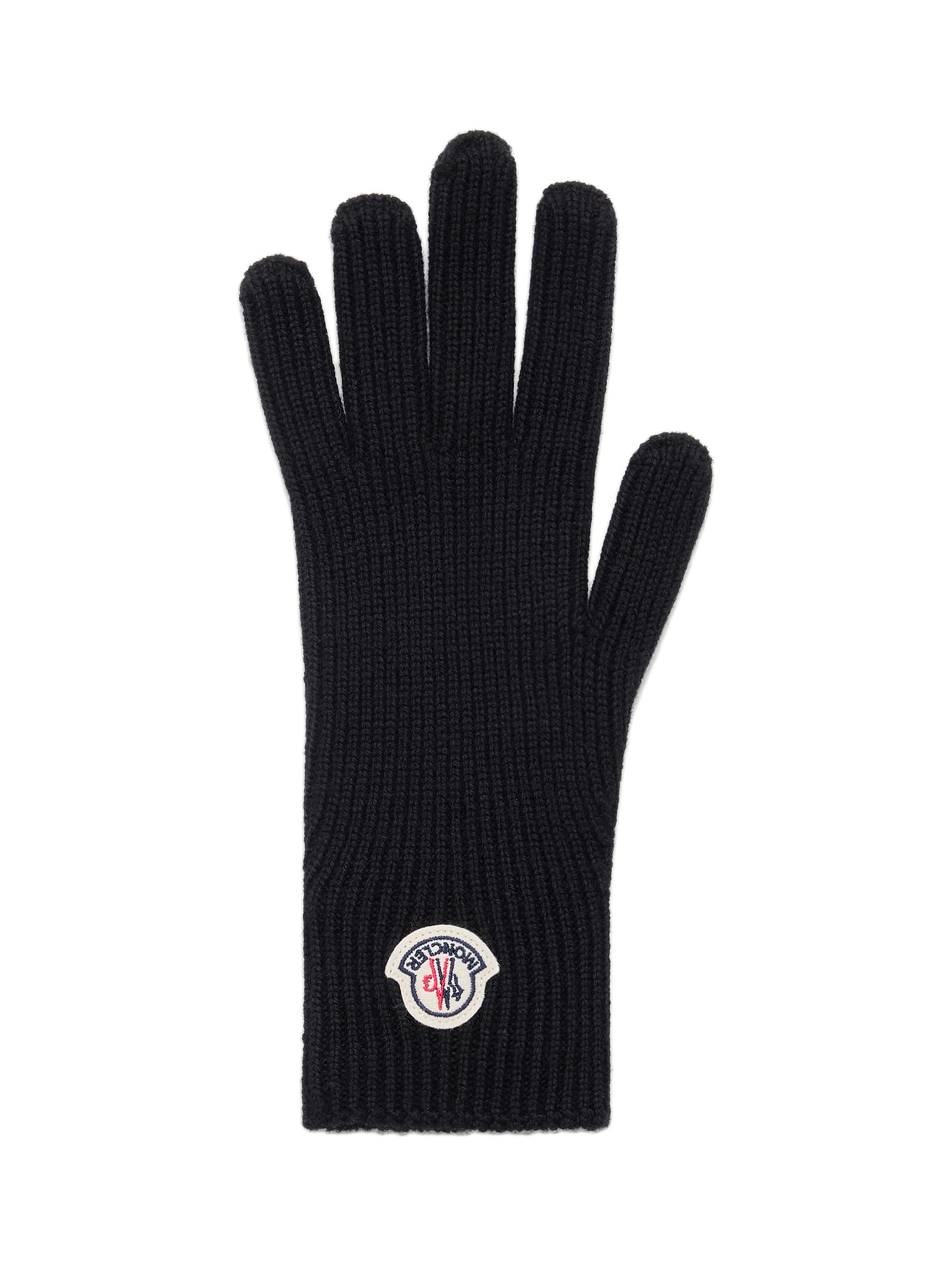 MONCLER Guanti サイズ:XL ワッペン ウール ニット グローブ Wool Gloves MONCLER Nero | Grifo210