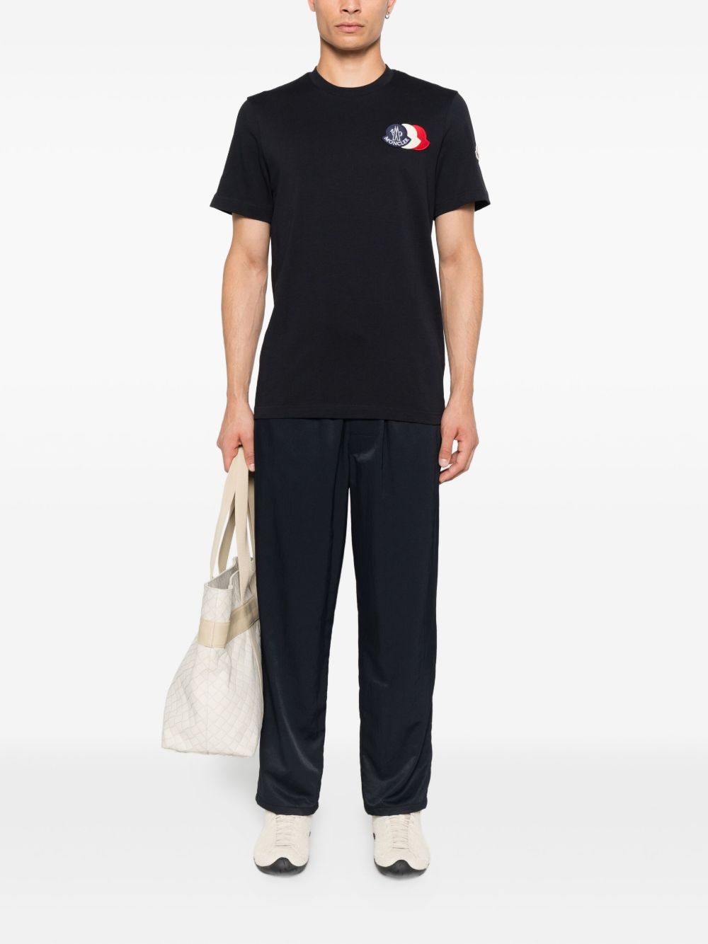 Cotton T-shirt with embroidered tricolour logo