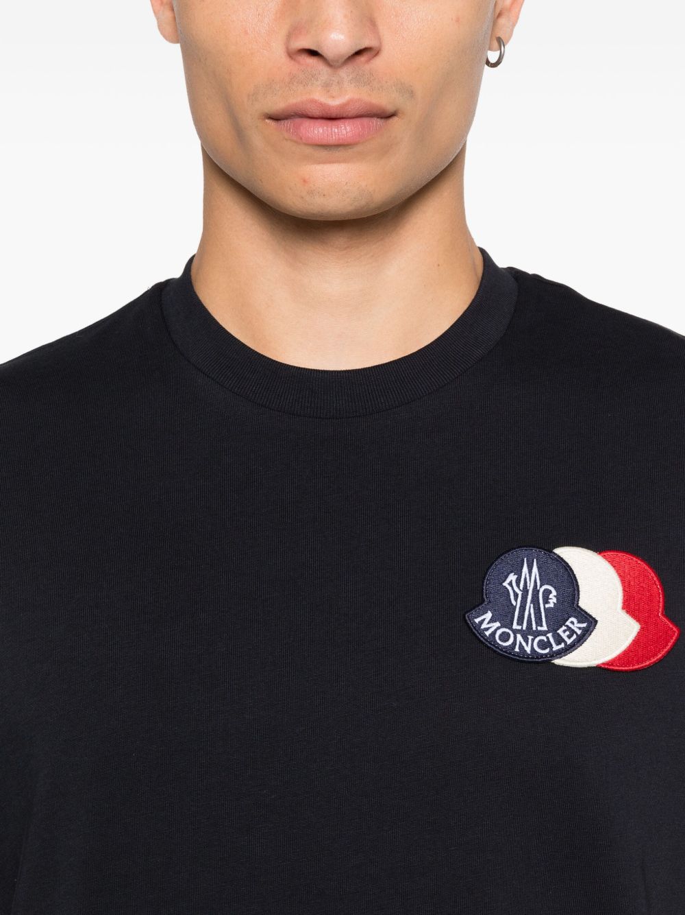 Cotton T-shirt with embroidered tricolour logo