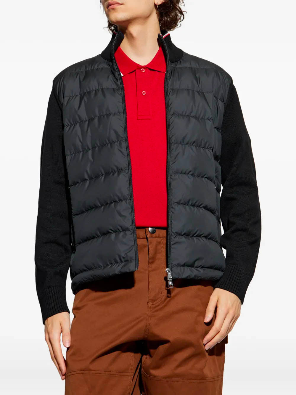 Cotton padded cardigan with zip