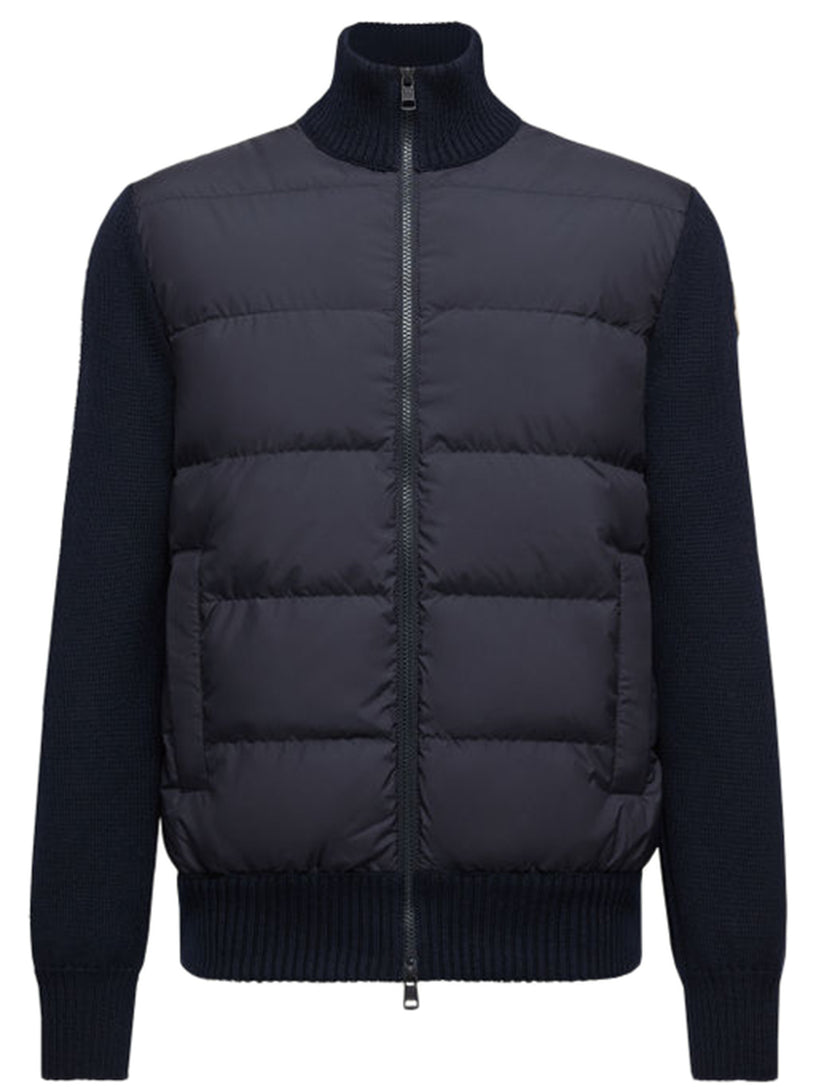 Padded wool cardigan with zip