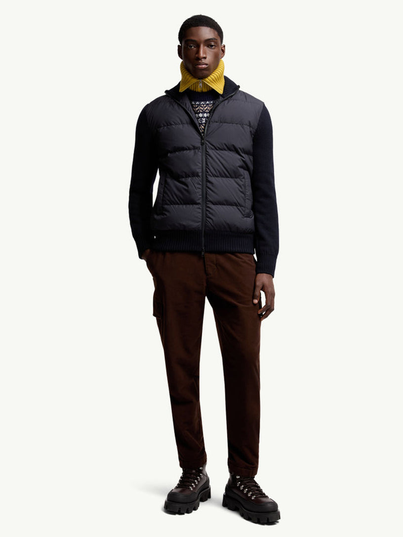 Padded wool cardigan with zip